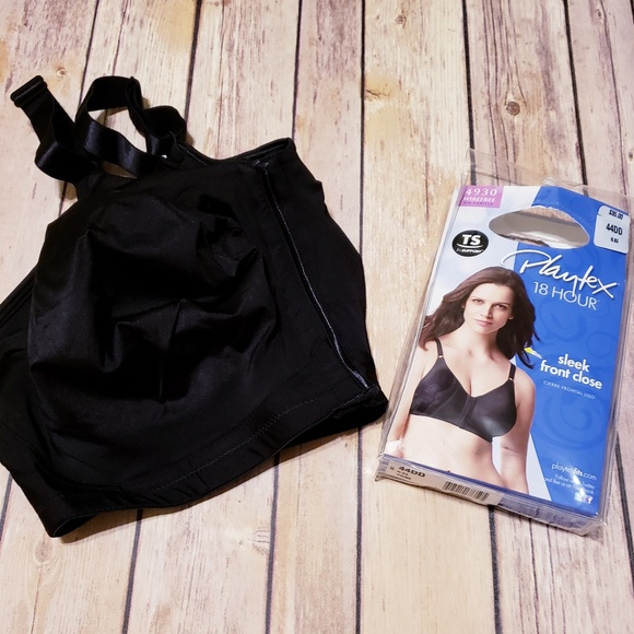 Playtex Women’s 18 Hour 4930 Sleek Front-Close Wirefree Bra 42D Black NWT!
